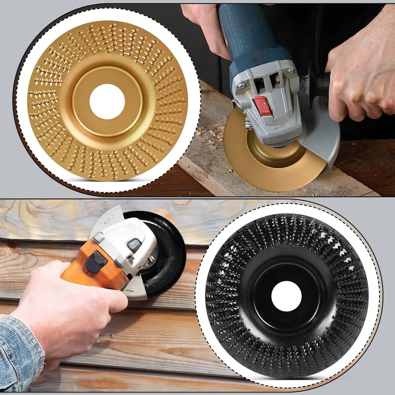 Quadafy 1pack Wood Carving Disc Set for 4.5 Inch Angle Grinder with 5/8 Arbor - Grinding Wheel Shaping Disc for Wood Cutting and Shaping - Woodworking Attachment (1) - Image 3